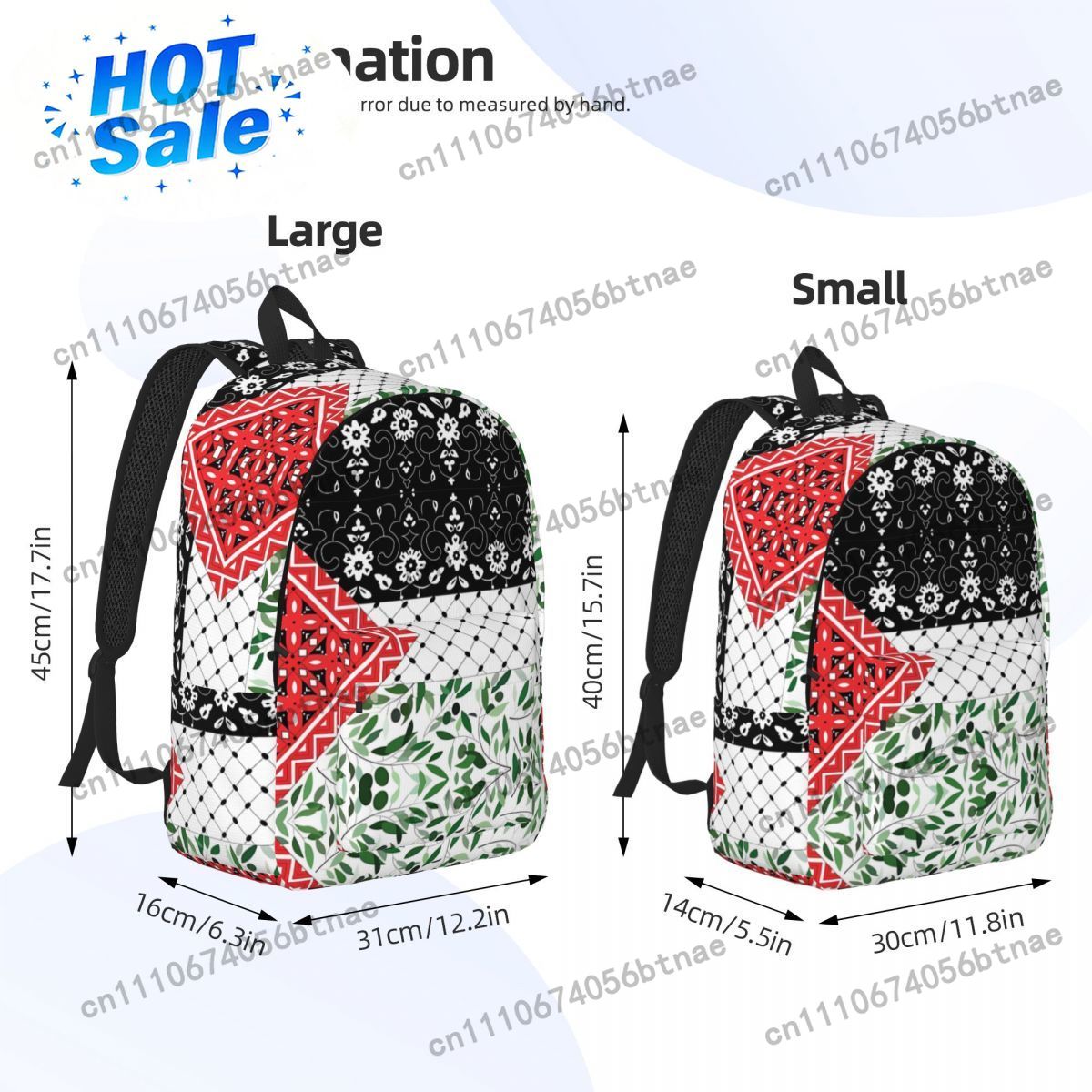 Bandiera palestinese con motiv - Canvas Backpack Casual recensione e prezzo